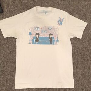 Threadless Cream Graphic Tee with Blue Accents